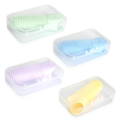 4 Pièces Brosse a Dent Chien Chat Silicone Doigt 360º avec d