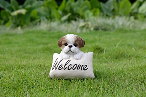 HiLine Gift Ltd Statue dextérieur Chiot Shi Tzu avec Panneau