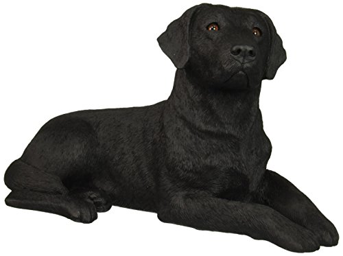 Sandicast Sculpture Labrador Retriever Noir couché Taille Originale