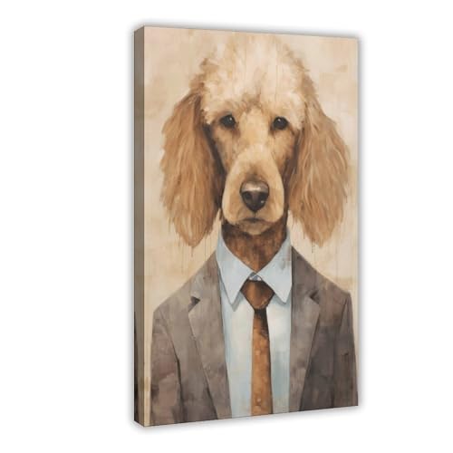 ZTIAFKL Impression sur toile représentant un caniche portant des vêtements - Décoration murale pour salon, chambre à coucher - 40 x 60 cm
