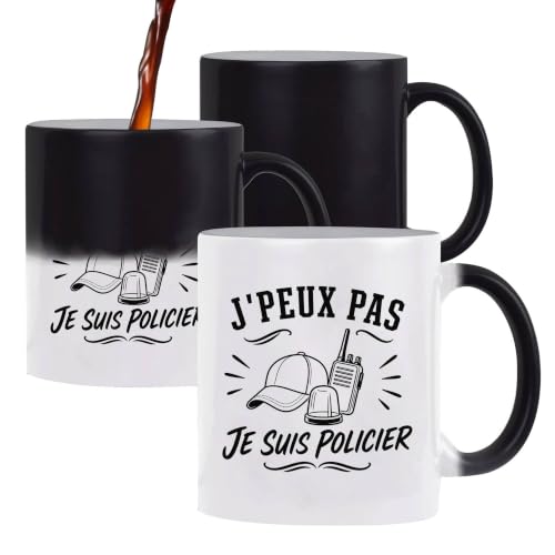Planetee Mug Magique J'peux pas je suis Policier | Tasse The
