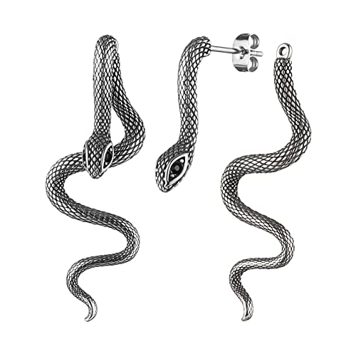 HZMAN Boucles doreilles serpent rétro pour femmes en acier i