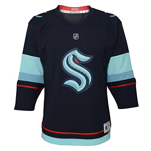 NHL Réplique du maillot domicile à manches longues, équipe de la Ligue graphique sur le devant, Seattle Pieuvre, taille L/XL, 164 cm, taille unique