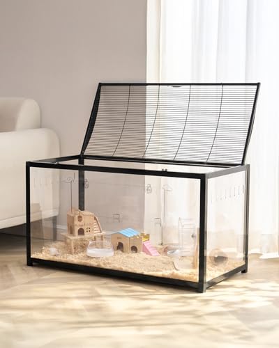 VEVOR Cage Hamster, 96x47x55 cm, Habitat Rongeurs Transparent de Vue Panoramique 360° avec Porte d'Entrée, Maison Portable Ventilée pour Petits Animaux de Compagnie, Souris, Rats, Cochons d'Inde