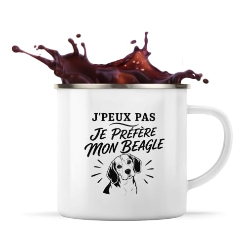 Mug Métal Émaillé J'peux pas je préfère mon Beagle | Tasse d