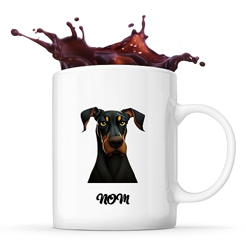 Planetee Tasse Dobermann style Cartoon Prénom Nom Personnali