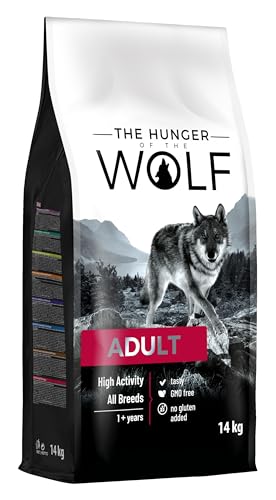 The Hunger of the Wolf Croquettes pour chiens adultes de toutes races et chiens actifs, formule au poulet à haute teneur en énergie et calories, 14 kg (Lot de 1)