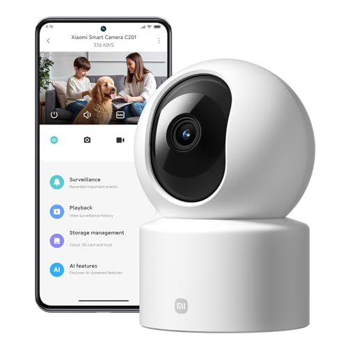 XIAOMI C201 Caméra Intérieure, HD 1080p à 360°, Caméra de Su