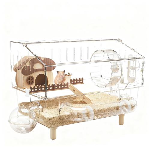 Grande Cage pour Hamster,Habitat Transparent en Acrylique À 