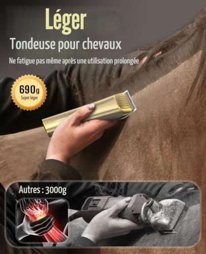 oneisall Tondeuse à cheval, kit de toilettage sans fil à fai