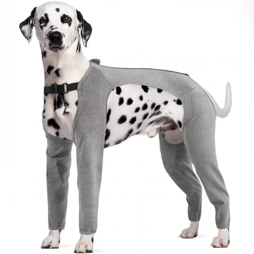 IECOii Combinaison de convalescence pour chien avec jambes, respirante après une chirurgie, chemise post-opératoire, manches anti-léchage, couvre les zones de suture/cousues, fermeture éclair au dos