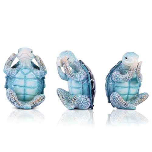 LCCCK Lot De 3 Figurines De Tortue De Mer De La Sagesse, Déc