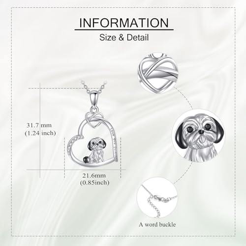DAYLINLOVE Shih Tzu Collier en argent sterling 925 Shih Tzu 