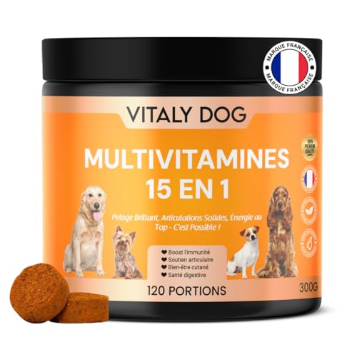 Multivitamines pour Chien | 120 Bouchées Premium | 15 Actifs