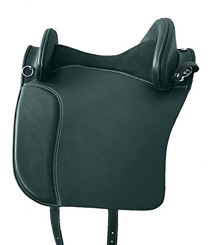 Selle espagnole Catalana sans arbre, noire, avec coutures bl