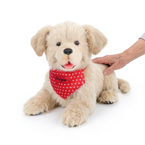 Chongker Chien robot en peluche - Chiot Golden Retriever, peut aboieer, interagir linguistiquement, imiter le rythme cardiaque et le ronflement, être nommé individuellement, idéal comme compagnon pour