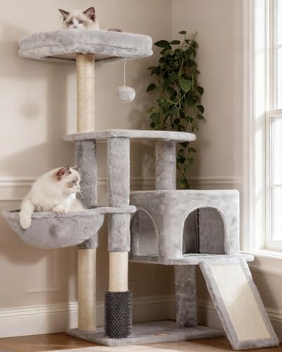 Heybly Arbre à Chat, Brosse de Nettoyage Automatique, Arbre