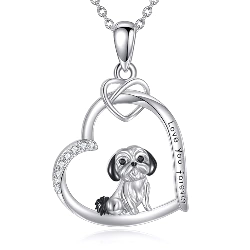 DAYLINLOVE Shih Tzu Collier en argent sterling 925 Shih Tzu Chien Bijoux d'anniversaire pour femme