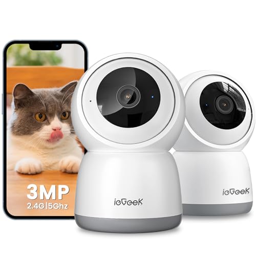 ieGeek 2 Pièces 2K Caméra Surveillance WiFi Intérieur 360° -