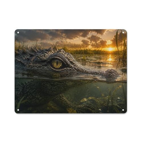 Extreme Close-up of Crocodile Eye Décoration Murale Métal 30