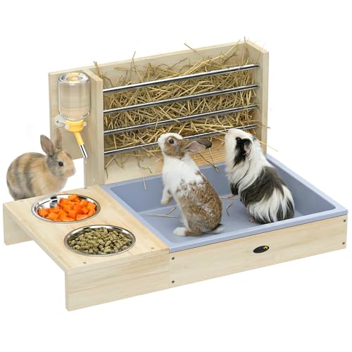 PawHut Râtelier à Foin en Bois pour Lapin - Mangeoire Lapin 