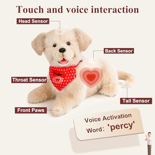 Chongker Chien robot en peluche - Chiot Golden Retriever, pe