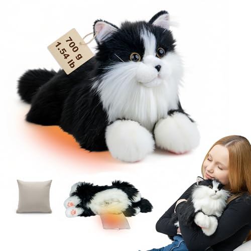 Chongker Animaux en peluche lestés et lavables au micro-ondes - Chat noir