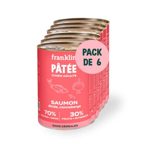 FRANKLIN - Patée pour Chien - Lot 6x400g - 70% de Saumon et