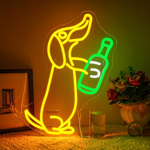 Ineonlife Dachshunds Drink Panneau Néon pour Décoration Mura