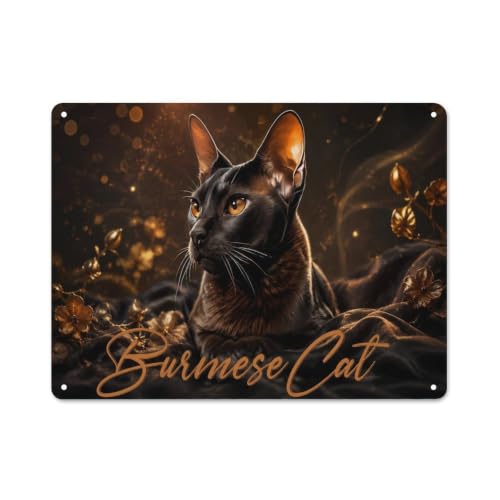 Plaque Déco Métal Burmese Cat 30x40cm