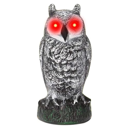 Statue de hibou - Faux hibou avec yeux clignotants, bruit et