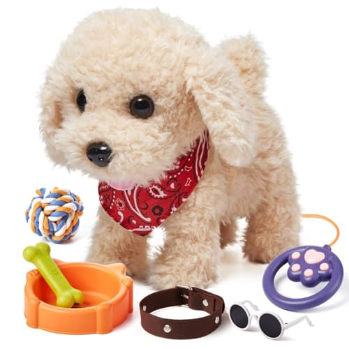 SINZONeu Chien Robot en Peluche Interactif, Marche et Aboie,