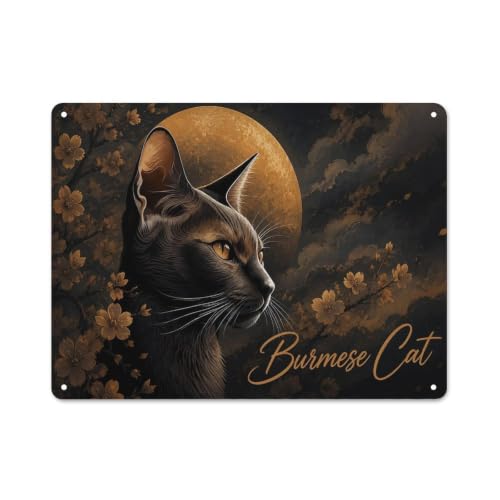 Plaque Métal Burmese Cat 30x40cm Décoration Maison