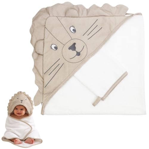 Trois Kilos Sept - Cape De Bain Bébé avec Gant - Éponge Douc