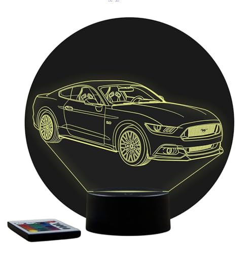 Lampe Illusion 3D Ford Mustang GT 2016 - Veilleuse LED RGB 1