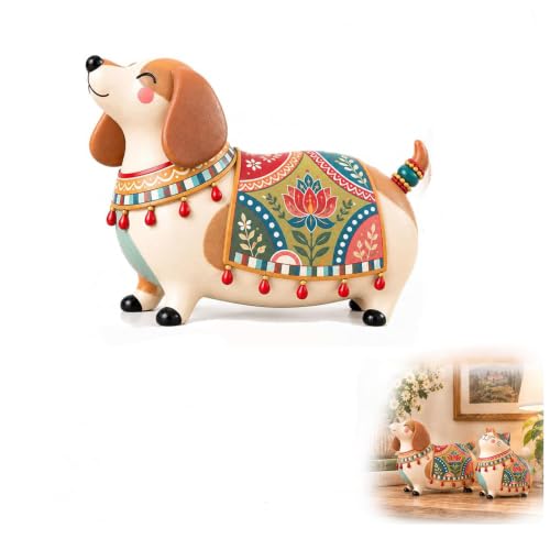 Figurine de Teckel fantaisiste Style Art Populaire, Figurine
