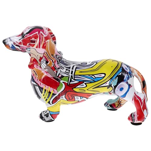 ROMISBABA Sculpture de Teckel Graffiti en Résine, Figurine A