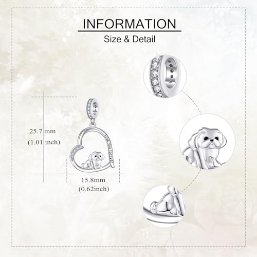 DAYLINLOVE Shih Tzu Charme S925 Argent Sterling Perle Shih T