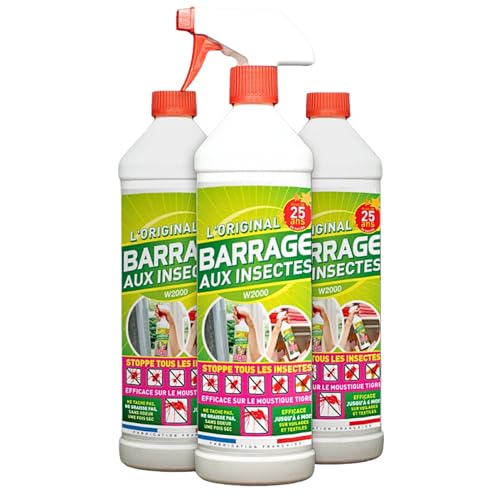 W2000 Barrage aux Insectes 3x1L avec 3 Bouchons de sécurité