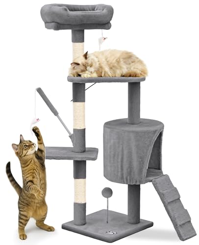 VOUNOT® Arbre à Chat Hauteur 112cm Multi Niveaux Arbre à Gri