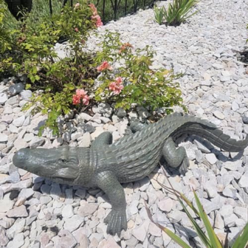 DiliComing Statue de Jardin en Alligator - 71,1 cm - Sculptu