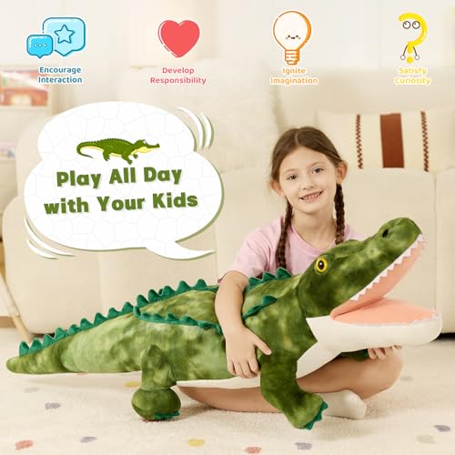 MorisMos Grand crocodile en peluche de 130 cm - Jouet géant 