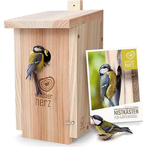 wildtier Herz Nichoir de Jardin mésanges - 14,5 x 33 x 18,5 