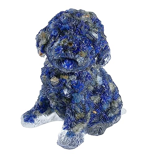 Rockcloud Figurine de caniche faite à la main en résine lapi