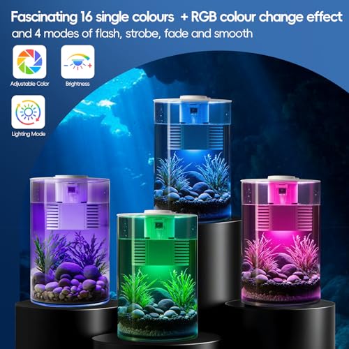 YISITONG Aquarium avec Filtre et éclairage LED, Multicolore,