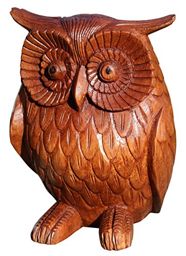 Holzfigur Hibou en Bois DE 20 cm avec Motif Chouette
