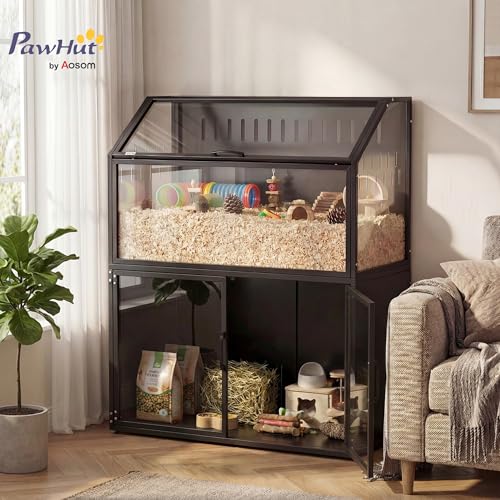 PawHut Cage Hamster 2-en-1 avec Armoire de Rangement - Habit