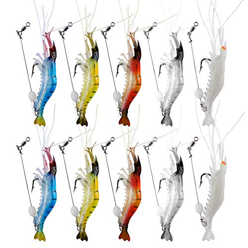 WANBY Lot de 10 leurres lumineux en silicone pour crevettes