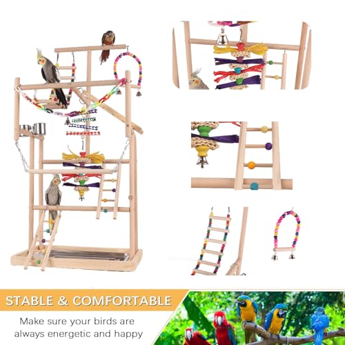 TOOSOAR Jouet Perroquet,avec Godets à Nourriture en Acier In