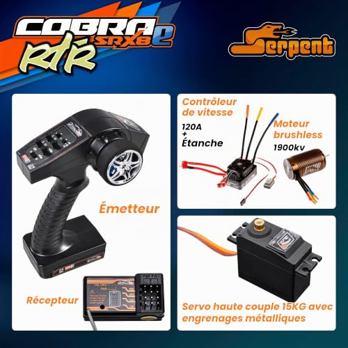 Serpent Buggy électrique 1/8 4WD RTR, 4WD Tout-Terrain, Haut